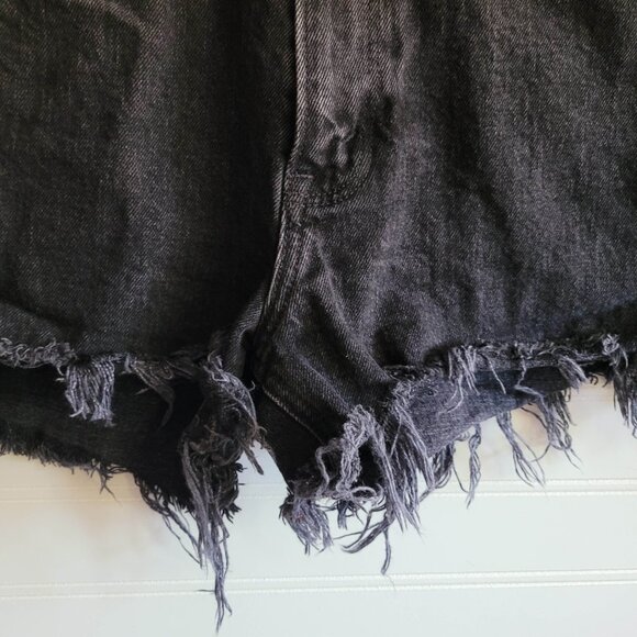 Abercrombie Fitch Mom Short High Rise Size 25/0 Denim Cutoffs Shorts Black - Picture 7 of 14